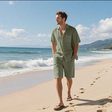 Men's Retro Cotton-Linen Beach Set