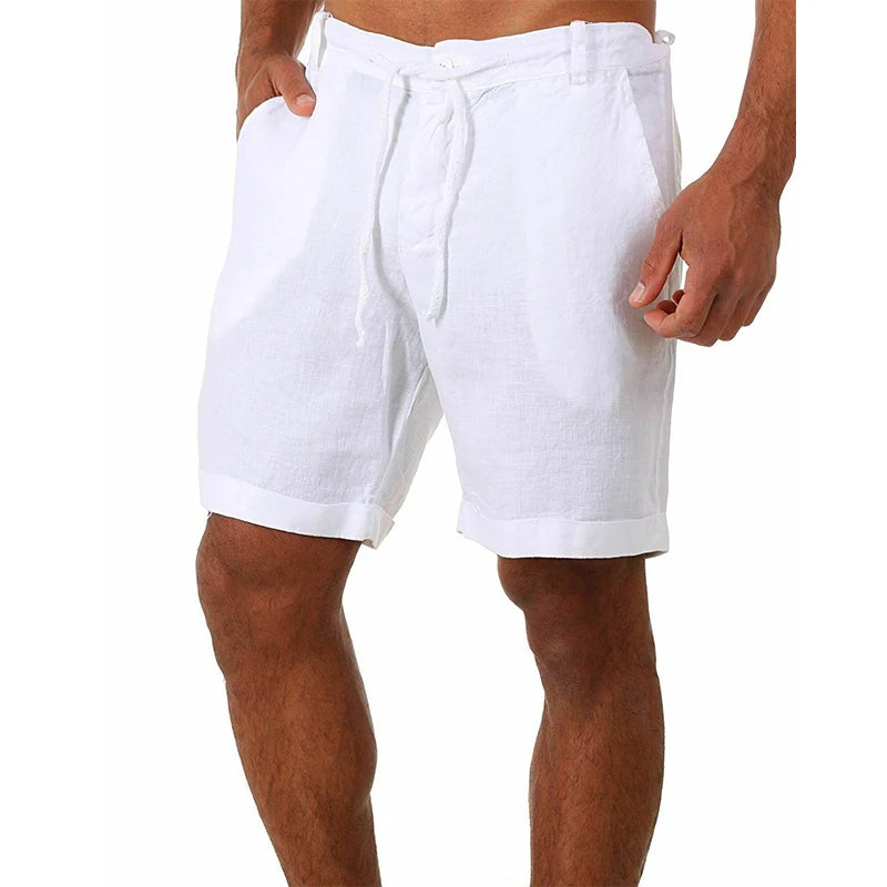 Tailored Linen-Cotton Shorts with Tie Waist