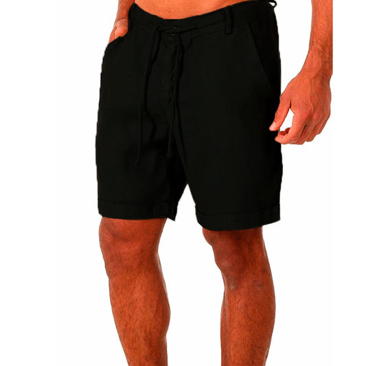 Tailored Linen-Cotton Shorts with Tie Waist