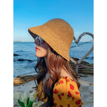 Women's Elegant Straw Bucket Hat
