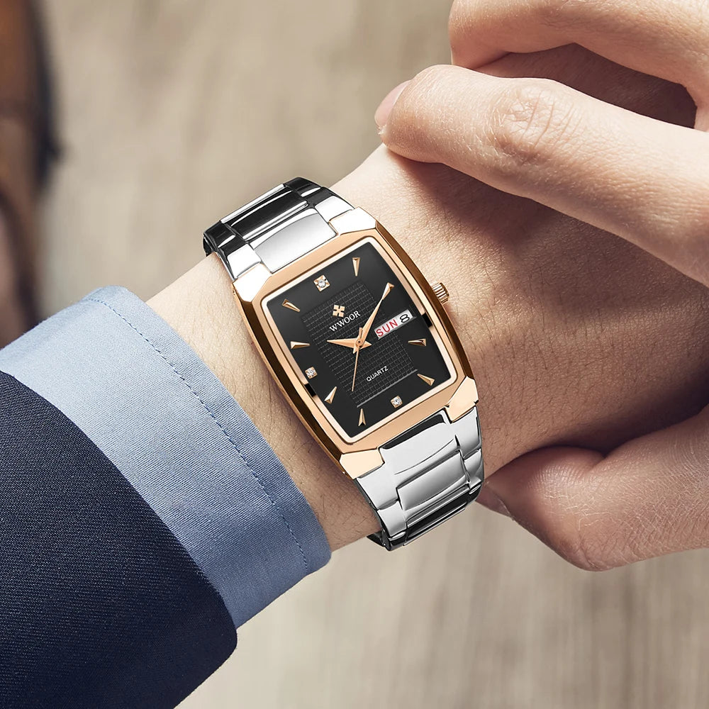 Men’s Business Square Watch – Gold Quartz