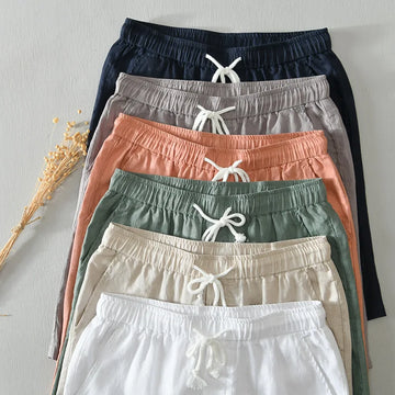 Pure Linen Folded-Hem Shorts