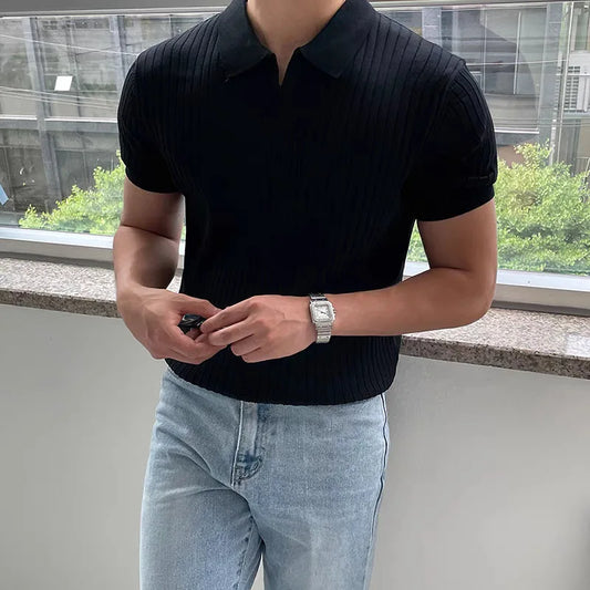 Ribbed Sport Polo Shirt