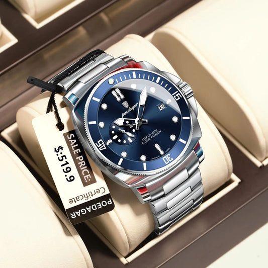 POEDAGAR Luxury Sports Quartz Watch for Men