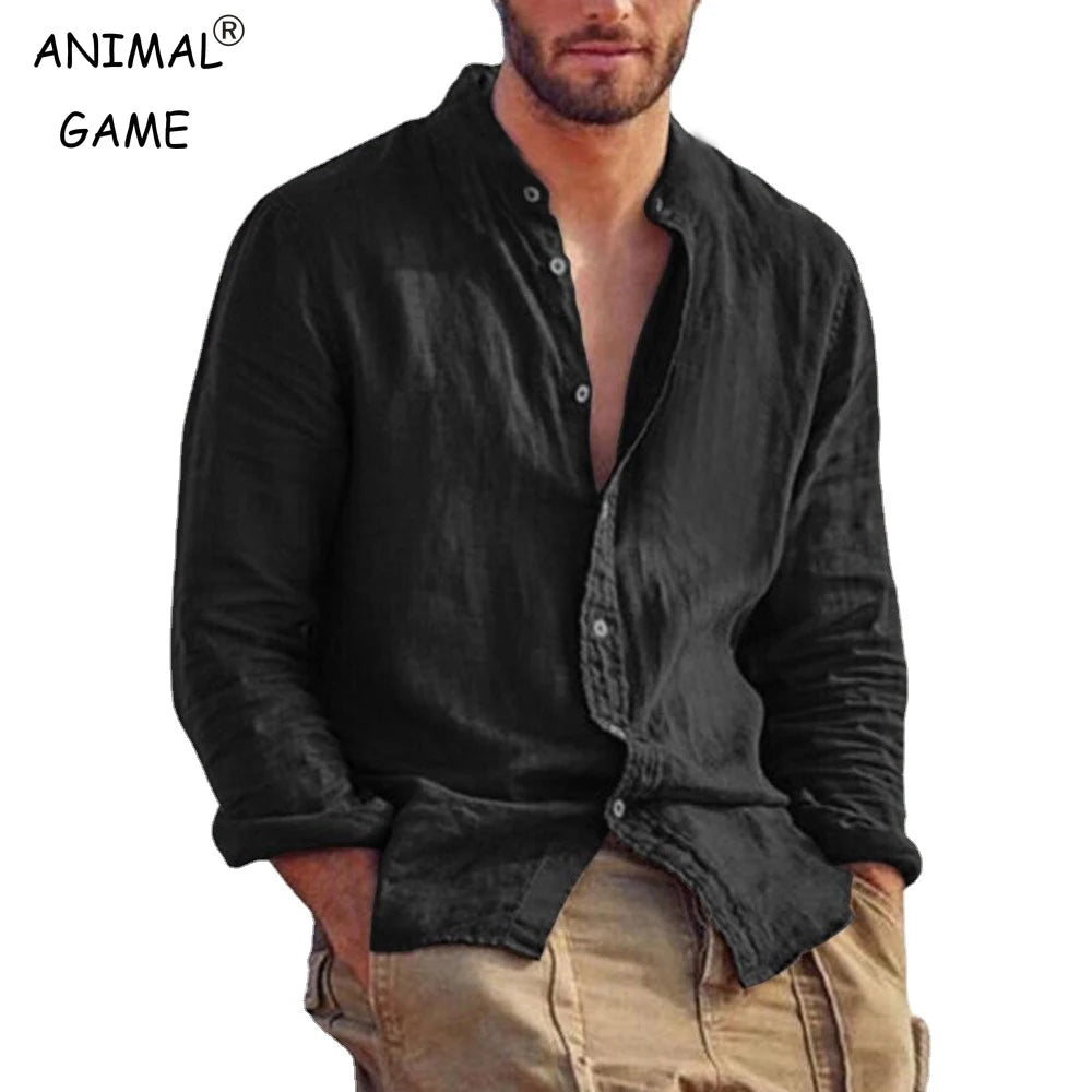 Classic Cotton Blend Stand Collar Shirt