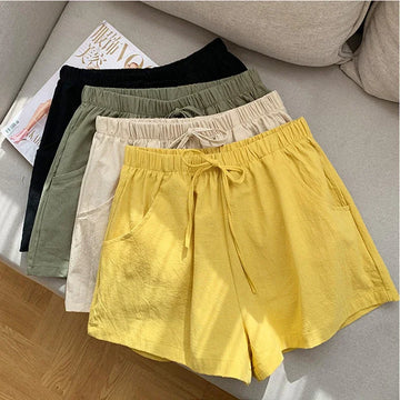 High-Waisted Linen Shorts