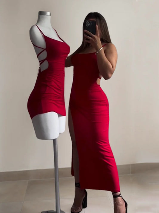 Asymmetric Contour Midi Dress