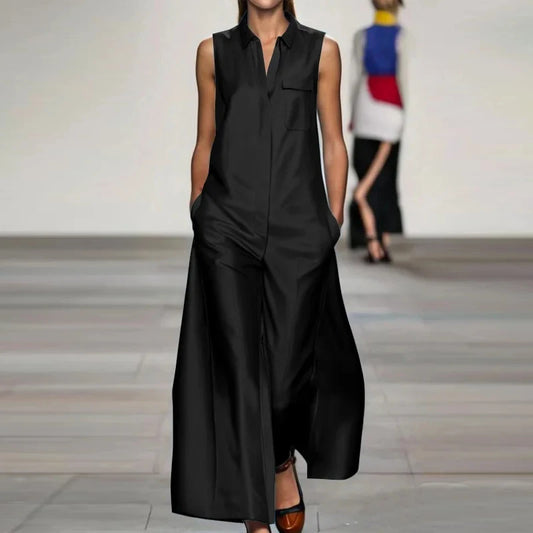Elegant Sleeveless Satin Jumpsuit