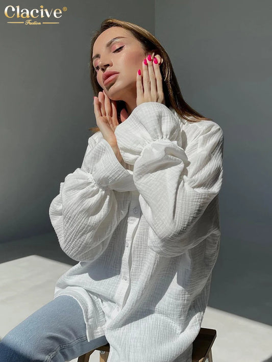 Textured Cotton Shirt – Soft White