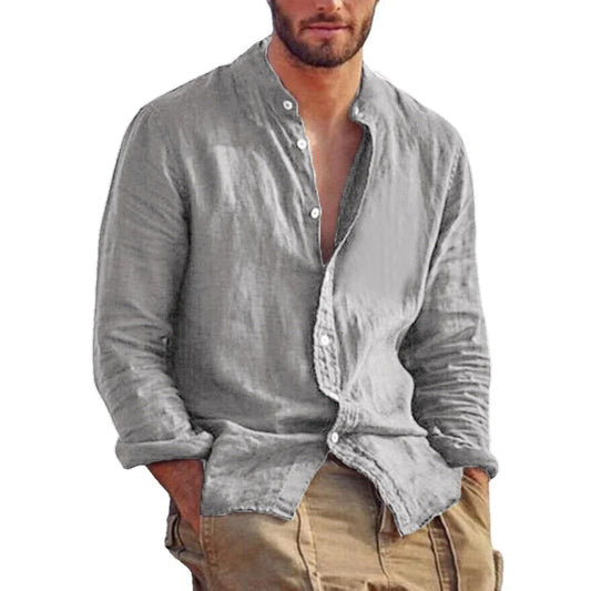 Classic Cotton Blend Stand Collar Shirt