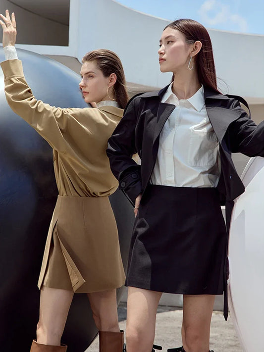 Structured A-Line Skort with Layered Detailing