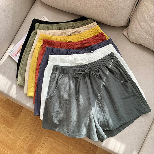 High-Waisted Linen Shorts